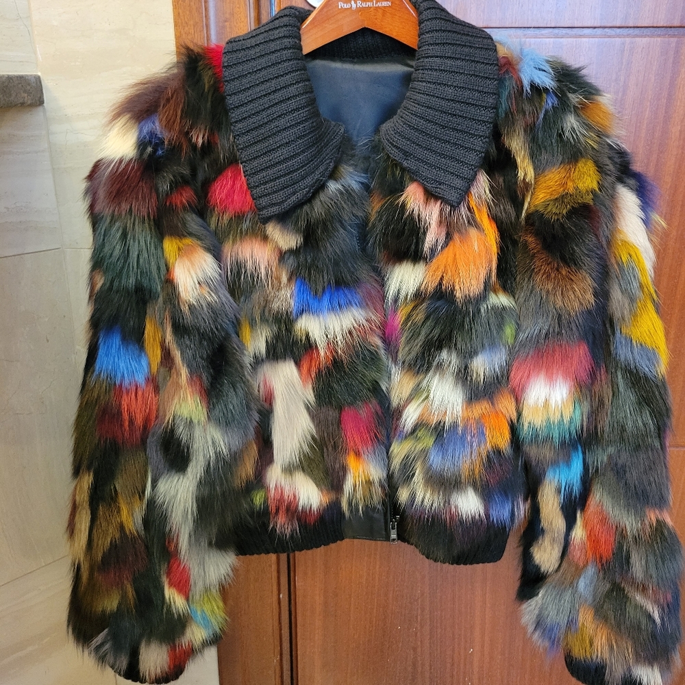 New Fox Fur Colored Bright Short Coat medium